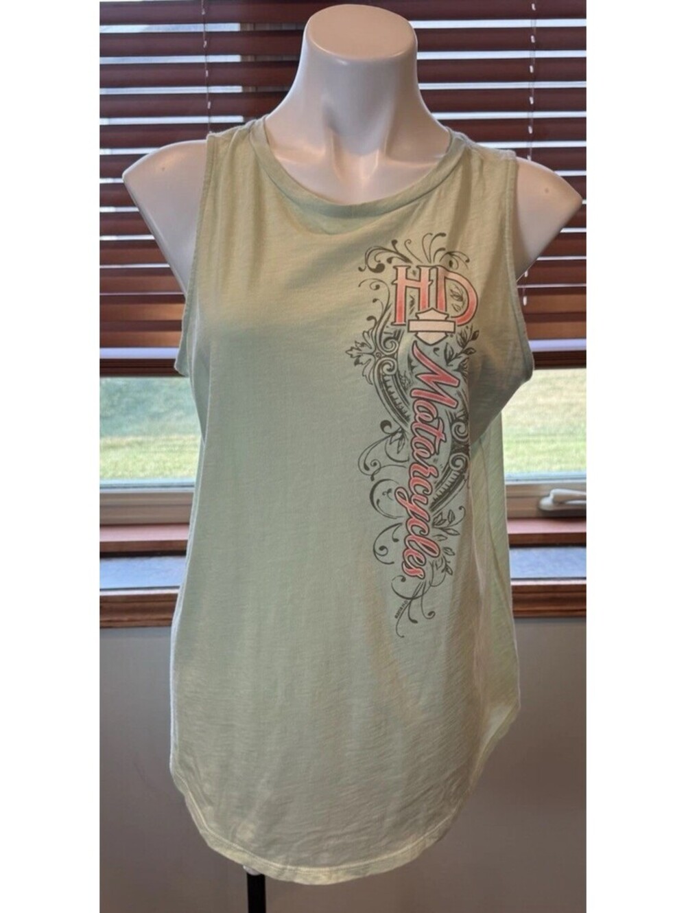 Women's Harley Davidson Light Green Tank Top - Thunder Mountain, Loveland, CO XL